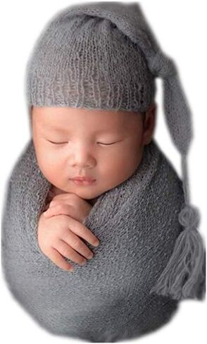 Vemonllas Newborn Baby Photography Props Outfits Hat Long Ripple Wrap Set for Boys Girls Photography in Saudi Arabia