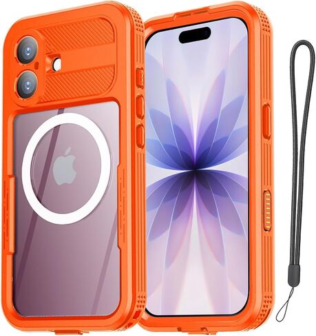 حافظة AICase مقاومة للماء لهاتف iPhone 17 Pro Max+MagSafe مقاومة للماء ومضادة للثلوج/الغبار/الصدمات، معتمدة من IP68 حماية كاملة للجسم 360 محكمة الغلق بالكامل تحت الماء لهاتف iPhone 17 Pro Max_98 in Kuwait