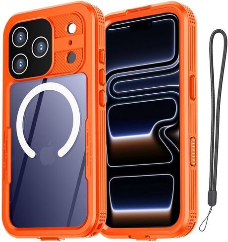 حافظة AICase مقاومة للماء لهاتف iPhone 17 Pro Max+MagSafe مقاومة للماء ومضادة للثلوج/الغبار/الصدمات، معتمدة من IP68 حماية كاملة للجسم 360 محكمة الغلق بالكامل تحت الماء لهاتف iPhone 17 Pro Max_98 in Kuwait