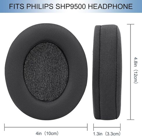 استبدال وسائد الأذن من GEVO متوافق مع سماعات الرأس فوق الأذن Philips SHP9500/SHP9500S، وسائد الأذن لـ SHP9500/SHP9500S مع رغوة الذاكرة وعزل الضوضاء (شبكة سوداء) in Kuwait
