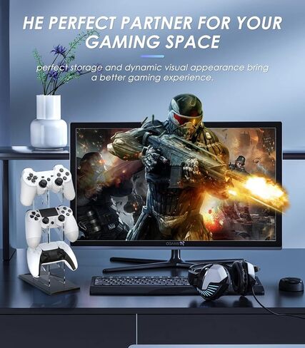 حامل سماعة رأس لوحدة التحكم، حامل وحدة تحكم ألعاب أكريليك ثلاثي الطبقات متوافق مع PS4، PS5، PC، Xbox، التصميم العالمي in Saudi Arabia