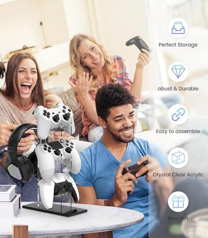 حامل سماعة رأس لوحدة التحكم، حامل وحدة تحكم ألعاب أكريليك ثلاثي الطبقات متوافق مع PS4، PS5، PC، Xbox، التصميم العالمي in Saudi Arabia