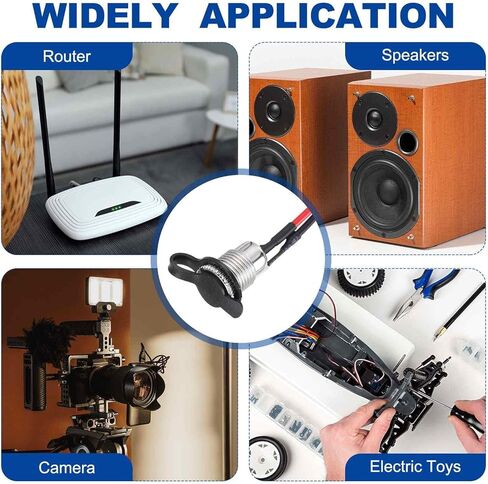 MECCANIXITY 5pcs DC-099 DC مقبس سلك الطاقة، 30V 12A 5.5x2.5mm 2Pin لوحة تركيب مقبس موصل مع غطاء مقاوم للماء لغسالة الجوز، أسلاك ملحومة مسبقًا للأجهزة الإلكترونية، 100 مم in Kuwait