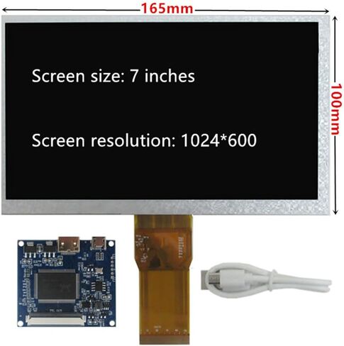 شاشة عرض LCD محمولة مقاس 7 بوصة 1024 × 600 مع لوحة تشغيل Mini-HDMI - شاشة ثانوية للكمبيوتر الشخصي وRaspberry/Orange Pi ووحدات تحكم الألعاب والمجاهر والمزيد in Kuwait