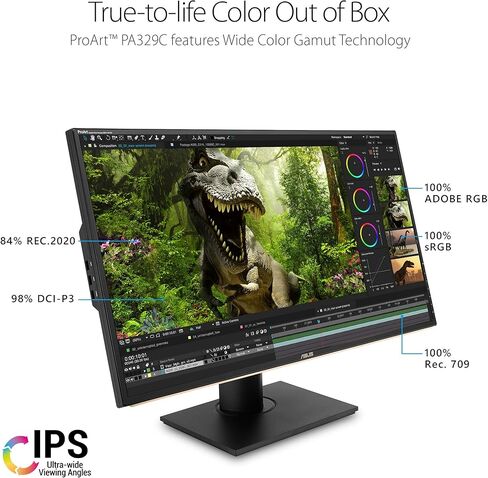 شاشة Asus ProArt PA329C مقاس 32 بوصة 4K (3840 × 2160) HDR10 Displayhdr600 100% Adobe RGB IPS Eye Care DisplayPort USB Type-C HDMI، أسود (متجدد) in Kuwait