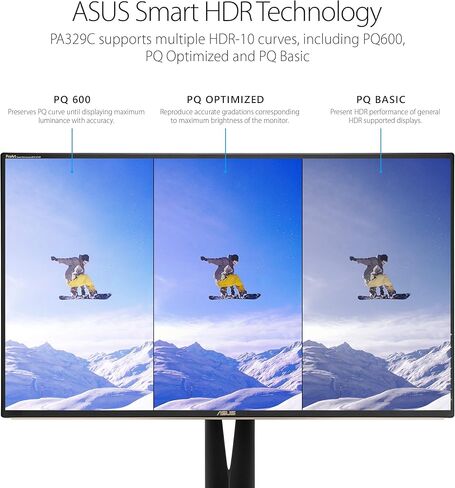 شاشة Asus ProArt PA329C مقاس 32 بوصة 4K (3840 × 2160) HDR10 Displayhdr600 100% Adobe RGB IPS Eye Care DisplayPort USB Type-C HDMI، أسود (متجدد) in Kuwait