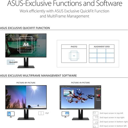 شاشة Asus ProArt PA329C مقاس 32 بوصة 4K (3840 × 2160) HDR10 Displayhdr600 100% Adobe RGB IPS Eye Care DisplayPort USB Type-C HDMI، أسود (متجدد) in Kuwait