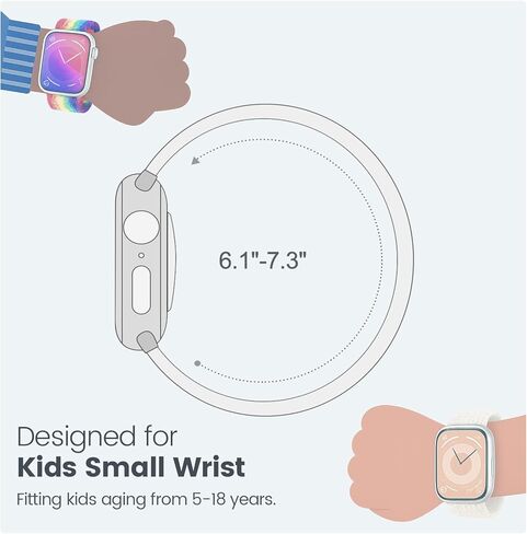 Compatible with Kids Apple Watch Band 38mm 40mm 41mm 42mm 44mm 45mm 46mm, Boys Girls Stretchy Braided Nylon Solo Loop Band for iWatch Series 11 10 9 8 7 6 5 4 3 2 1 SE3 SE2 SE in Saudi Arabia