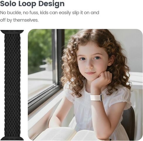Compatible with Kids Apple Watch Band 38mm 40mm 41mm 42mm 44mm 45mm 46mm, Boys Girls Stretchy Braided Nylon Solo Loop Band for iWatch Series 11 10 9 8 7 6 5 4 3 2 1 SE3 SE2 SE in Saudi Arabia