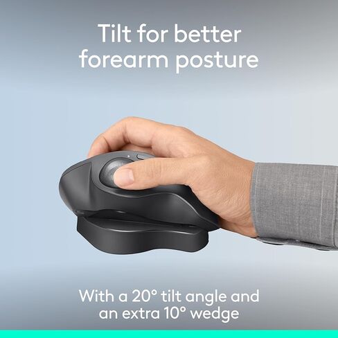 Logitech MX Ergo S Advanced Wireless Trackball Mouse, USB-C Rechargeable Wireless Ergonomic Mouse with Bluetooth and Encrypted Dongle, 6 Programmable Buttons, for PC/Mac in Saudi Arabia