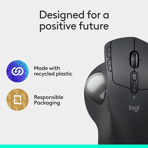 Logitech MX Ergo S Advanced Wireless Trackball Mouse, USB-C Rechargeable Wireless Ergonomic Mouse with Bluetooth and Encrypted Dongle, 6 Programmable Buttons, for PC/Mac in Saudi Arabia