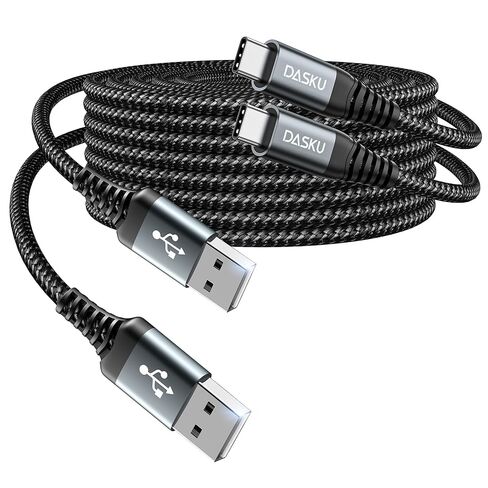 كابل USB C شحن سريع 3A [عبوة من قطعتين بطول 6 أقدام]، كابل USB A إلى USB C، سلك شاحن USB مضفر متين للغاية إلى USB C متوافق مع iPhone 17 16 15 Pro Max وSamsung Galaxy S10 وLG والمزيد - أسود in Kuwait