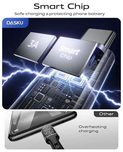 كابل USB C شحن سريع 3A [عبوة من قطعتين بطول 6 أقدام]، كابل USB A إلى USB C، سلك شاحن USB مضفر متين للغاية إلى USB C متوافق مع iPhone 17 16 15 Pro Max وSamsung Galaxy S10 وLG والمزيد - أسود in Kuwait