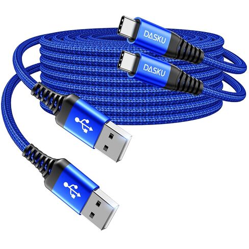 كابل USB C شحن سريع 3A [عبوة من قطعتين بطول 6 أقدام]، كابل USB A إلى USB C، سلك شاحن USB مضفر متين للغاية إلى USB C متوافق مع iPhone 17 16 15 Pro Max وSamsung Galaxy S10 وLG والمزيد - أسود in Kuwait