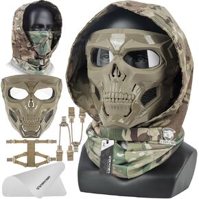 ACTIONUNION Airsoft Mask Full Face Skull Balaclava Face Mask Men Skeleton Mask Tactical Protective Paintball Mask Halloween Cosplay Costume in Kuwait