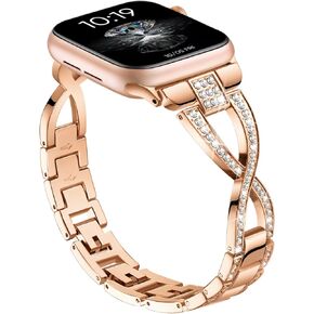 حزام نحيف متوافق مع أساور ساعة Apple 40 مم 41 مم 42 مم 38 مم 44 مم 45 مم 46 مم 49 مم للنساء، سوار معدني رفيع أنيق من الفولاذ المقاوم للصدأ مع ألماس بلينغ لسلسلة iWatch 11 10 9 8 7 6 5 4 3 SE Ultra in Kuwait
