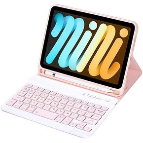 حافظة لوحة المفاتيح الذكية Binguowang لجهاز iPad mini 7th (A17 Pro) 2024 / iPad mini 6th 8.3 بوصة [تدعم 3 أنظمة] مع غطاء لوحة مفاتيح لاسلكية قابل للفصل مغناطيسيًا مع حامل أقلام (وردي) in Kuwait