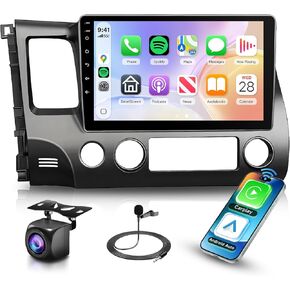 راديو ستيريو للسيارة لهوندا سيفيك 2006-2011 يدعم Carplay اللاسلكي Android Auto 10.1 بوصة HD 1080P شاشة لمس مع 5 جيجا هرتز واي فاي GPS للملاحة EQ AHD كاميرا احتياطية FM/RDS راديو SWC 2G+64G in Kuwait