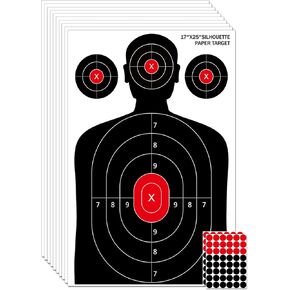 LAKINGO Shooting Targets Paper-17x25 Inch Range Paper Targets Silhouette Training for Pistol, Rifle, Airgun, Pellet Gun, BB Guns - Reusable with Repair Patches for Indoor & Outdoor Practice in Kuwait