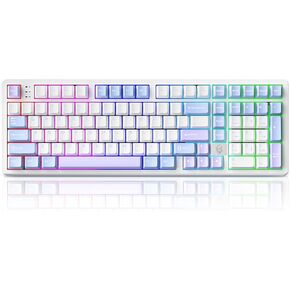 لوحة مفاتيح ميكانيكية LEOBOG HI98، لوحة مفاتيح سلكية للألعاب باللون الكريمي مع هيكل حشية مريح، لوحات مفاتيح RGB مخصصة قابلة للتبديل السريع لأجهزة Win/Mac/Android/Gamer - أرجواني، مفتاح Star Vector in Kuwait