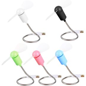 مجموعة 5 مراوح USB صغيرة، مراوح تبريد صغيرة مرنة وهادئة لأجهزة الكمبيوتر المحمول والكمبيوتر، منفاخ هواء شخصي محمول مناسب للمكتب والسفر، لون عشوائي in Kuwait