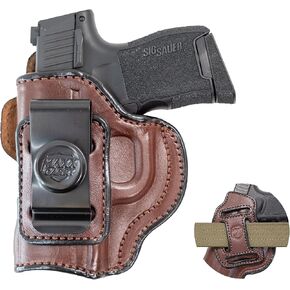 حافظة مسدس جلدية فاخرة Maxx Carry Multi-Carry 4-Way OWB & IWB تناسب Sig P365 Nitron Micro Compact 9mm، P365 SAS، P938 | Kimber Micro 9 & Solo 9 الجانب القوي، السحب المتقاطع والحمل الخلفي الصغير in Kuwait
