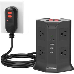 3 Prong GFCI Power Strip with 8 Outlets, 4 USB Ports(2 USB A & 2 USB C), 1050J Surge Protector, 6.56 FT Extension Cord with GFCI Plug (ETL Listed) for Home/Office/Kitchen/Dormitory in Saudi Arabia
