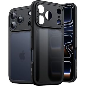 حافظة JETech غير لامعة لهاتف iPhone 17 Pro مقاس 6.3 بوصة، حماية من السقوط بدرجة عسكرية مقاومة للصدمات، حماية كاملة لعدسة الكاميرا، غطاء هاتف خلفي شفاف بلوري (أزرق داكن) in Kuwait