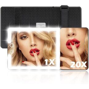 Upgraded Large Led Car Vanity Mirror with Solar&USB-C Charging, 10" Sun Visor Mirror with 3-Color Dimmable Rechargeable LED Lights,Car Makeup Mirrors with Secure Reinforced Flexible Mount in Kuwait