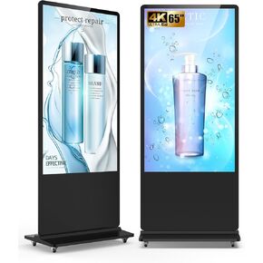 كشك عرض اللافتات الرقمية HARZHI MWE 4K LCD، ملصق عرض إعلاني قائم على الأرضية الداخلية، شاشة تجارية مع مشغل وسائط تلقائي، HDMI/USB/WiFi (65 بوصة لا تعمل باللمس) in Kuwait