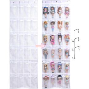 منظم تخزين الألعاب المعلق فوق الباب من Zebrabox (24 جيبًا)، 64.17 بوصة × 18.90 بوصة يناسب الدمى الصغيرة على شكل إنسان أقل من 7.87 بوصة (الدمى غير متضمنة)، سهولة تخزين وعرض الملحقات - أبيض in Kuwait