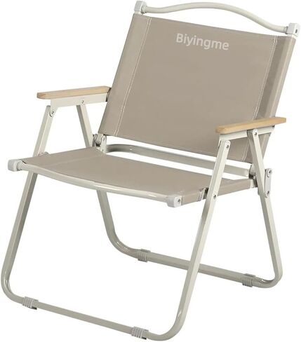 Folding Camping Chair, Lightweight, Heavy-Duty Outdoor Beach Chair for Camping Picnics BBQ Patio Backyard 280lbs Support Beige, Biyingme in Saudi Arabia