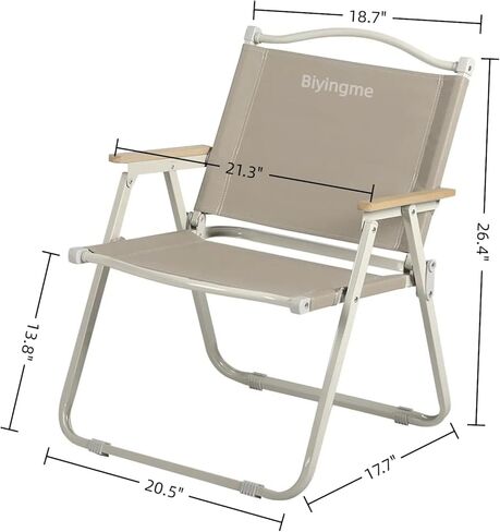 Folding Camping Chair, Lightweight, Heavy-Duty Outdoor Beach Chair for Camping Picnics BBQ Patio Backyard 280lbs Support Beige, Biyingme in Saudi Arabia