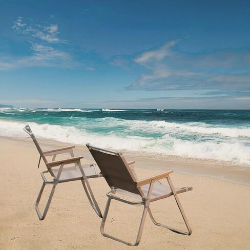 Folding Camping Chair, Lightweight, Heavy-Duty Outdoor Beach Chair for Camping Picnics BBQ Patio Backyard 280lbs Support Beige, Biyingme in Saudi Arabia