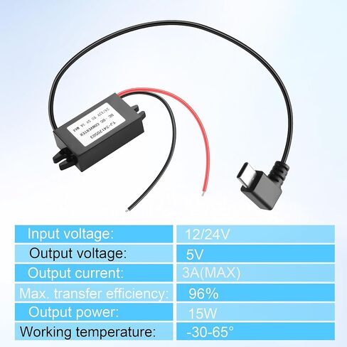 DC 12V/24V to 5V USB C Step Down Converter Power Adapter,3A 15W Type-C Right Angle Buck Module Step Down Voltage Regulator Power Converter Adapter with LCD TV,LED;Interphone(90Degree) in Saudi Arabia