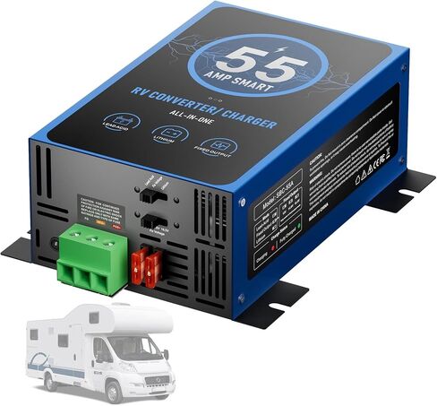 RV Power Converter 55Amp, RV Converter 120V AC to 12V DC, Compatible with Lithium and Lead Acid Battery, 3 Stage Smart Battery Charging 13V to 16.5V Adjustable, Easy to Install in Saudi Arabia