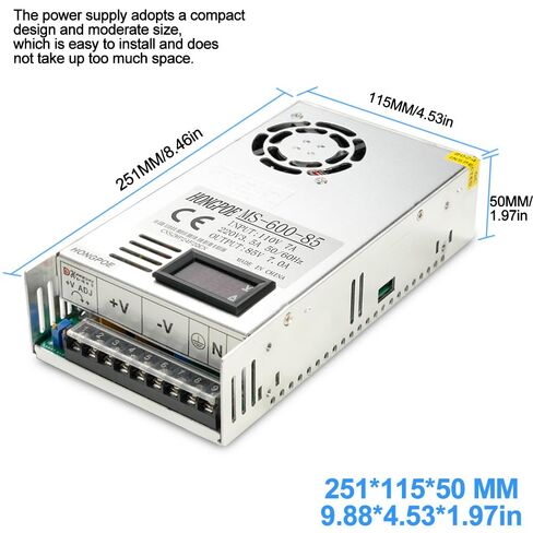 600W 0-36V16A DC تحويل التيار الكهربائي، محول صناعي PSU AC إلى DC 0-36V محول محول لشريط ضوء LED CCTV كاميرا راديو مكبر الصوت CNC طابعة ثلاثية الأبعاد (MS-600V36V16A) in Kuwait