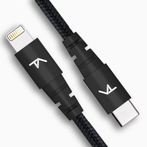 كابل Tech Armor Apple MFi المعتمد بطول 6 أقدام USB C إلى Lightning مزامنة/شحن متوافق مع iPhone وiPad وMacBook وiPod، يدعم الشحن السريع (مع شواحن من النوع C)، أسود [عبوة واحدة] in Saudi Arabia