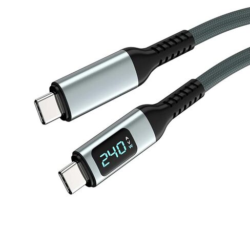 كابل USB C إلى USB C بقدرة 240 واط مع شاشة LED، كابل USB 4.0 من النوع C إلى النوع C للشحن السريع لنقل البيانات مع عرض نقل بيانات فيديو 8K 60 هرتز 40 جيجابت في الثانية متوافق مع الهاتف الذكي Macbook iPad in Kuwait