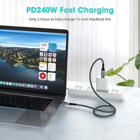 كابل USB C إلى USB C بقدرة 240 واط مع شاشة LED، كابل USB 4.0 من النوع C إلى النوع C للشحن السريع لنقل البيانات مع عرض نقل بيانات فيديو 8K 60 هرتز 40 جيجابت في الثانية متوافق مع الهاتف الذكي Macbook iPad in Kuwait