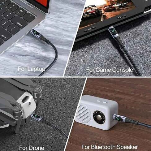 كابل USB C إلى USB C بقدرة 240 واط مع شاشة LED، كابل USB 4.0 من النوع C إلى النوع C للشحن السريع لنقل البيانات مع عرض نقل بيانات فيديو 8K 60 هرتز 40 جيجابت في الثانية متوافق مع الهاتف الذكي Macbook iPad in Kuwait