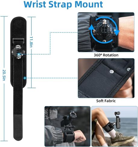 مجموعة ملحقات SUREWO 4 في 1 DJI Osmo Pocket 3 ملحقات، حزام تثبيت سريع الفك على الصدر/حزام رأس سريع الفك/ حزام معصم دوار 360 درجة/ حامل مشبك سريع مع محول توسيع (مجموعة 1) in Kuwait