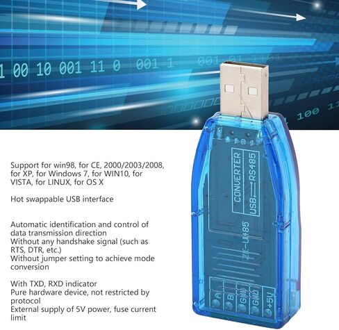 Bidirectional Half Duplex Serial Adapter USB to RS485 Serial Port Converter Adapter Cable ABS Blue Auto Direction Switch TXD RXD Indicator Pure Hardware (USB to RS485) in Saudi Arabia