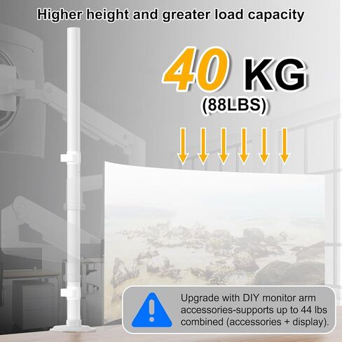 PUTORSEN Universal VESA Pole Mount for 17"- 32" Screens,Fits 1.38-Inch Diameter Pole and Steel Extra Tall 32 Inch 2-Section Monitor Stand Pole - with Mounting Base in Kuwait