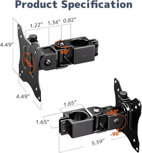 PUTORSEN Universal VESA Pole Mount for 17"- 32" Screens,Fits 1.38-Inch Diameter Pole and Steel Extra Tall 32 Inch 2-Section Monitor Stand Pole - with Mounting Base in Kuwait