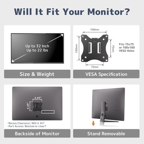 PUTORSEN Universal VESA Pole Mount for 17"- 32" Screens,Fits 1.38-Inch Diameter Pole and Steel Extra Tall 32 Inch 2-Section Monitor Stand Pole - with Mounting Base in Kuwait