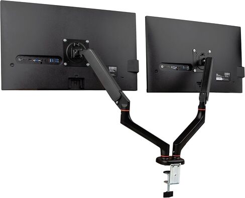Mind Reader Dual Monitor Gas Spring Desk Mount, Counter-Balance Arm for 13"–32" Monitors, VESA 75x75 / 100x100, ±180° Rotation, ±65° Tilt, ±180° Swivel, 19.8 lb Capacity Each, Cable Management, Black in Saudi Arabia