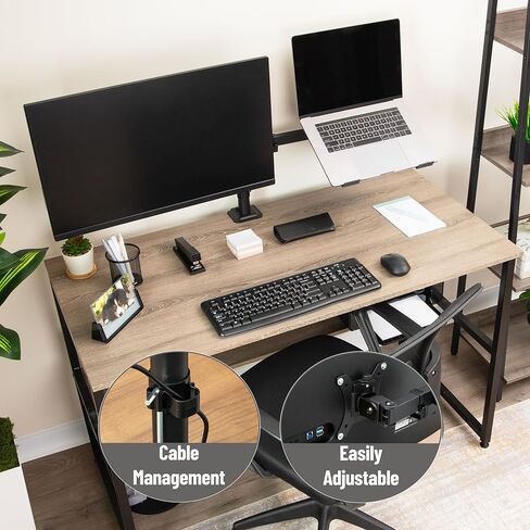 Mind Reader Dual Arm Monitor and Laptop Desk Mount, Adjustable Stand for 17"–32" Screens, VESA 75x75/100x100, 180° Rotation, ±90° Swivel, ±90° Tilt, Black in Saudi Arabia