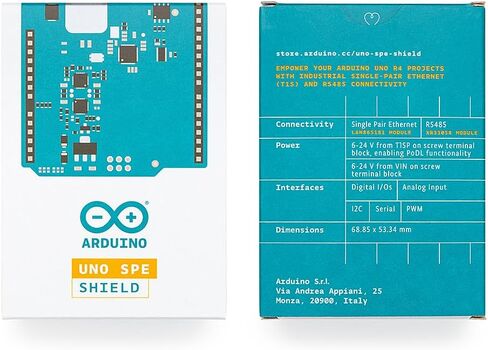Arduino UNO SPE Shield [ASX00073] - أضف زوجًا واحدًا من إيثرنت (10BASE-T1S) مع PoDL + RS485 إلى UNO R4، وإنترنت الأشياء الصناعي، والتكامل القديم، والمصنع الذكي وأتمتة المباني in Kuwait