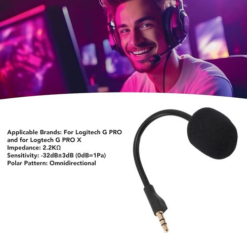 استبدال الميكروفون - ذراع ميكروفون للألعاب قابل للفصل مقاس 3.5 مم لسماعات الألعاب G PRO/PRO X بدون أسلاك، وميكروفون الألعاب المانع للضوضاء مع غطاء إسفنجي in Kuwait